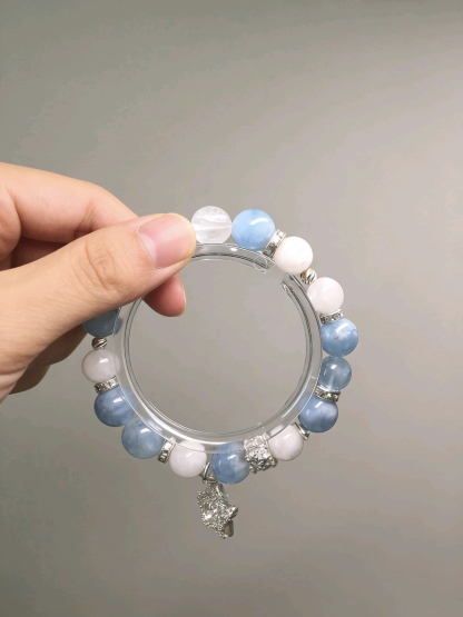 Yulan Seeks Trace · Island Aquamarine Happiness Bracelet, White Snow Phantom & Blue Fluorite Bracelet