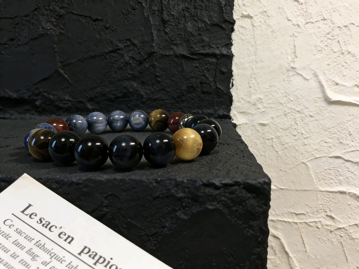 Five Elements Gather Auspiciousness · Tiger's Eye & Lapis Lazuli Career Crystal Bracelet, Garnet Multi-Gem Wealth-Attracting Bracelet