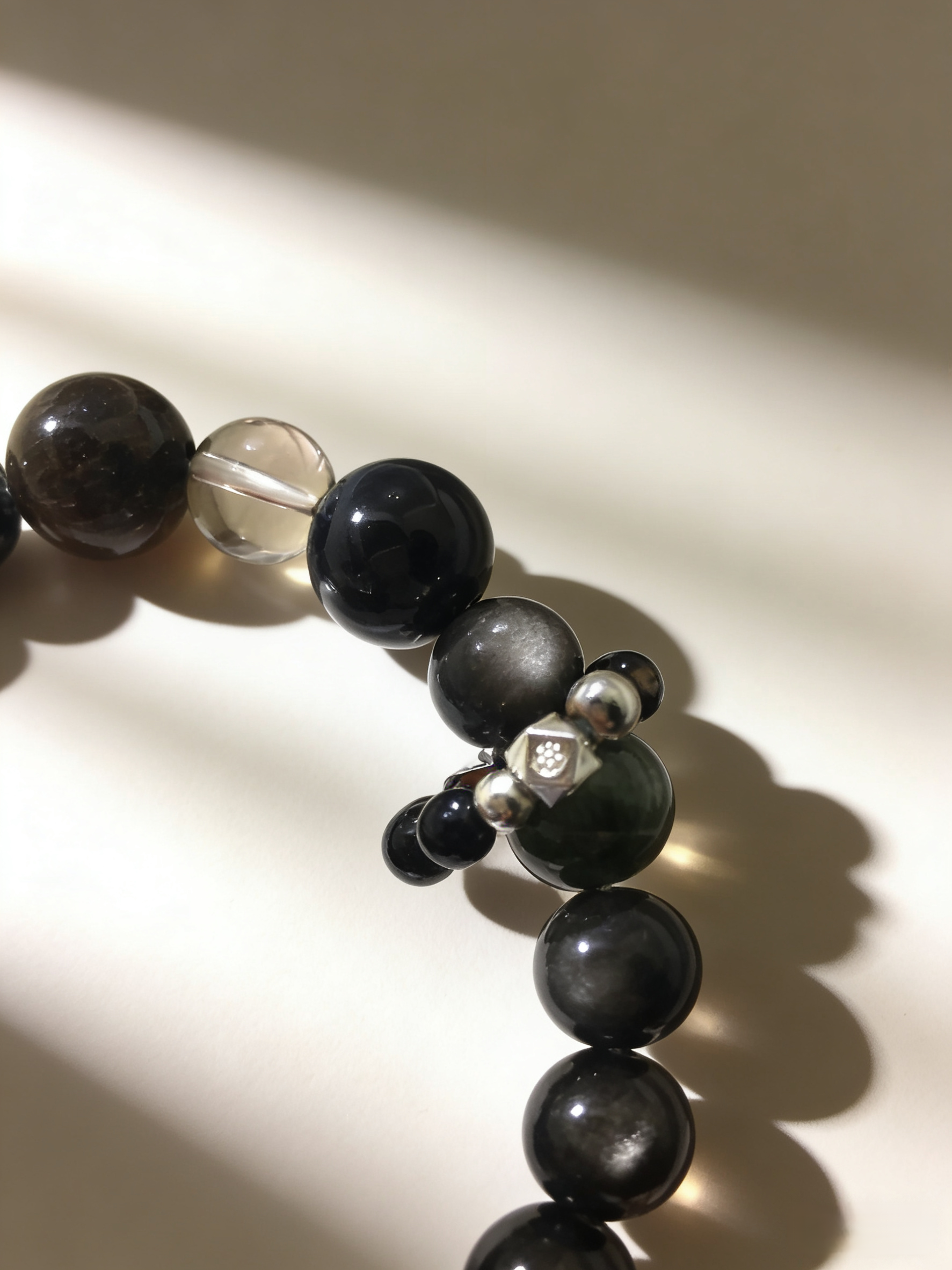 Mystic Calm Sleep·Black Tourmaline & Silver Obsidian Sleep-Aiding Bracelet - Tea Crystal Soothing Bracelet 