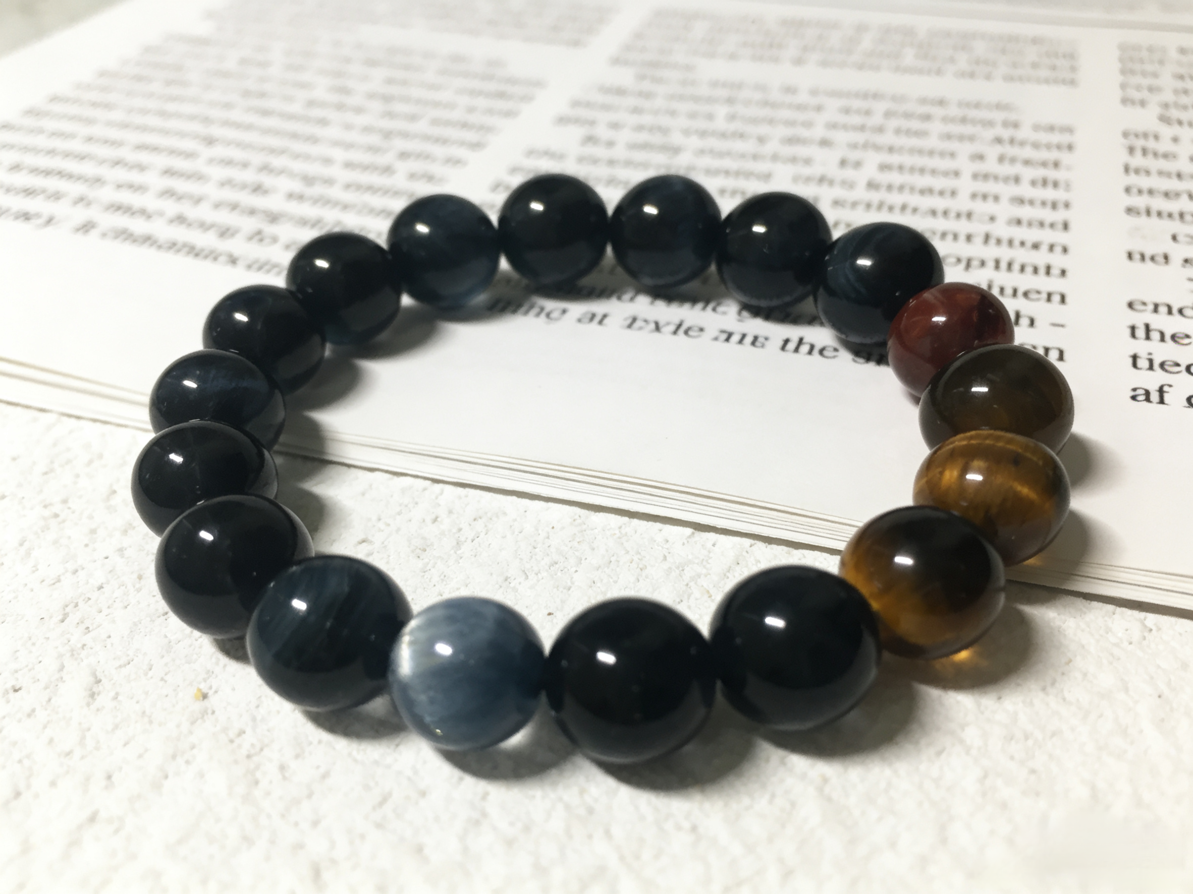 Dual Tiger Eye Pure Crystal Protection Bracelet - Yellow & Blue Tiger Eye Peace Bracelet 