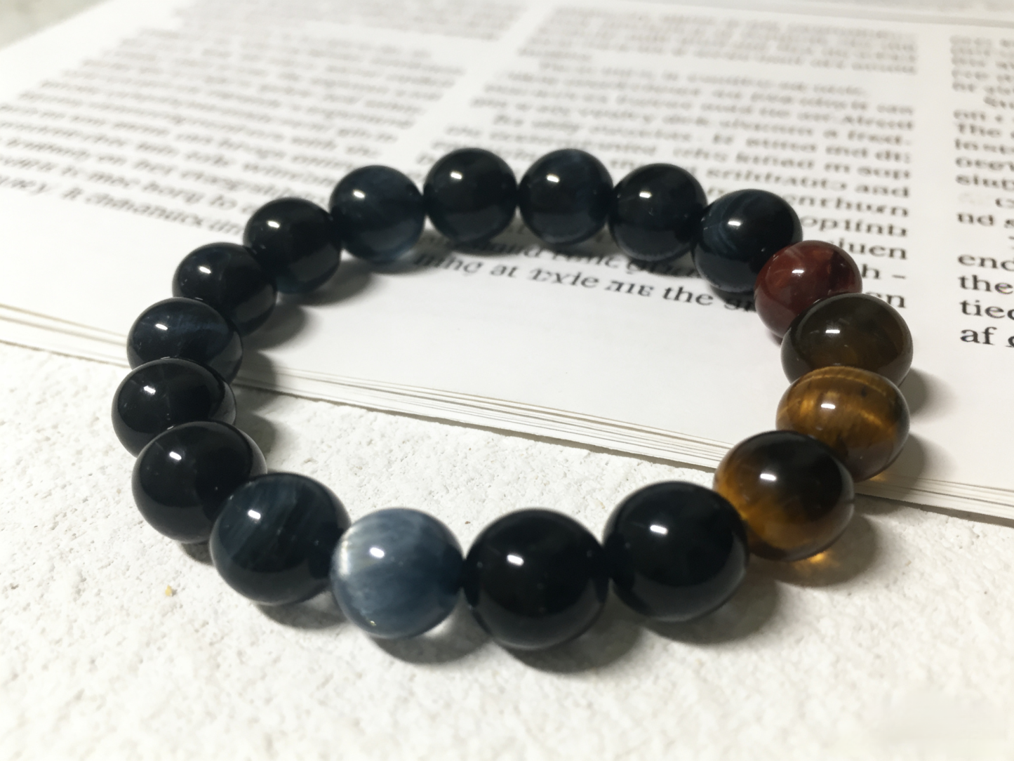 Dual Tiger Eye Pure Crystal Protection Bracelet - Yellow & Blue Tiger Eye Peace Bracelet 