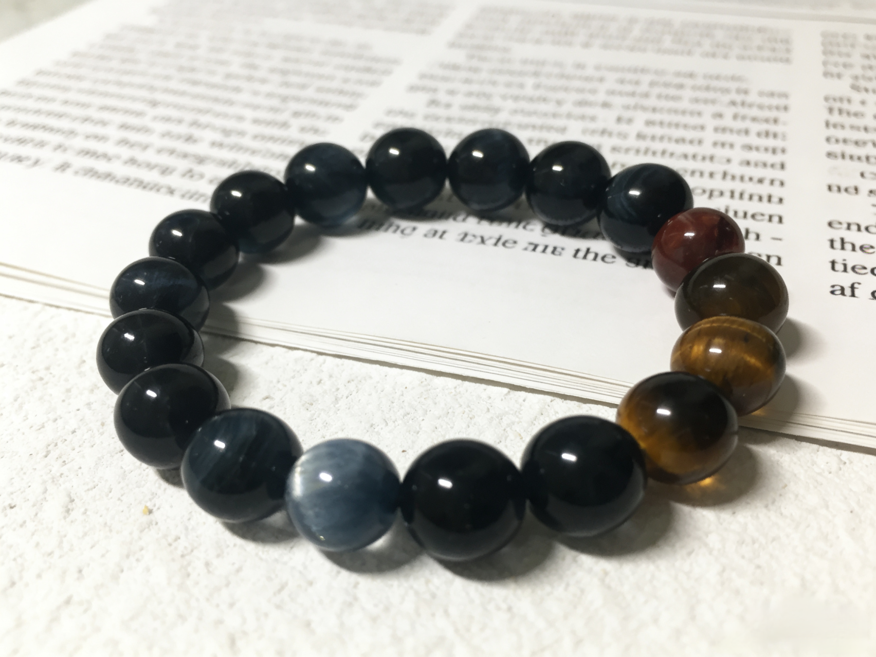 Dual Tiger Eye Pure Crystal Protection Bracelet - Yellow & Blue Tiger Eye Peace Bracelet 