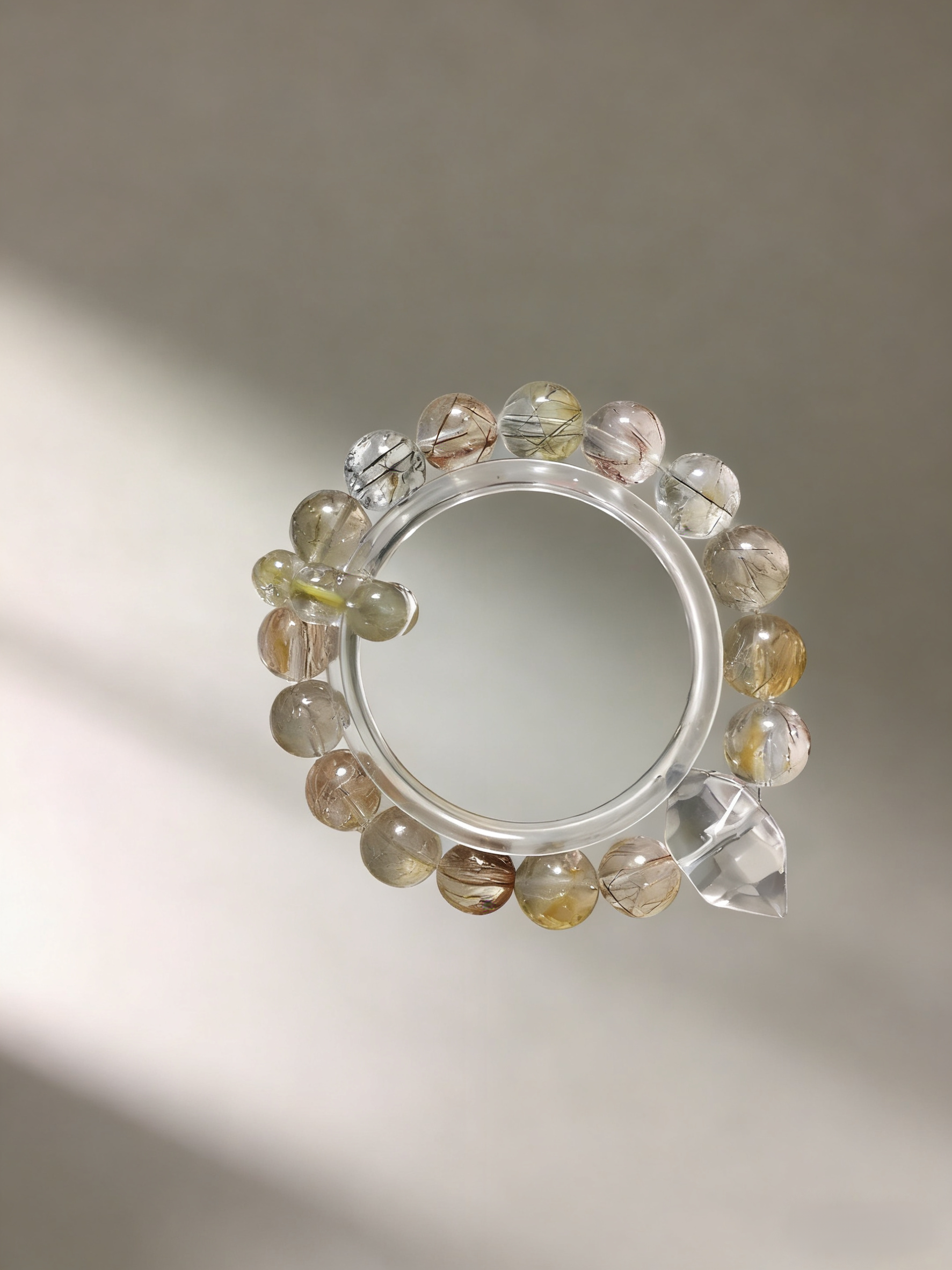 Gilded Slumber·Venus Hair Crystal Sleep-Aiding Bracelet - Rutilated Quartz Double-Pointed Soothing Bracelet 