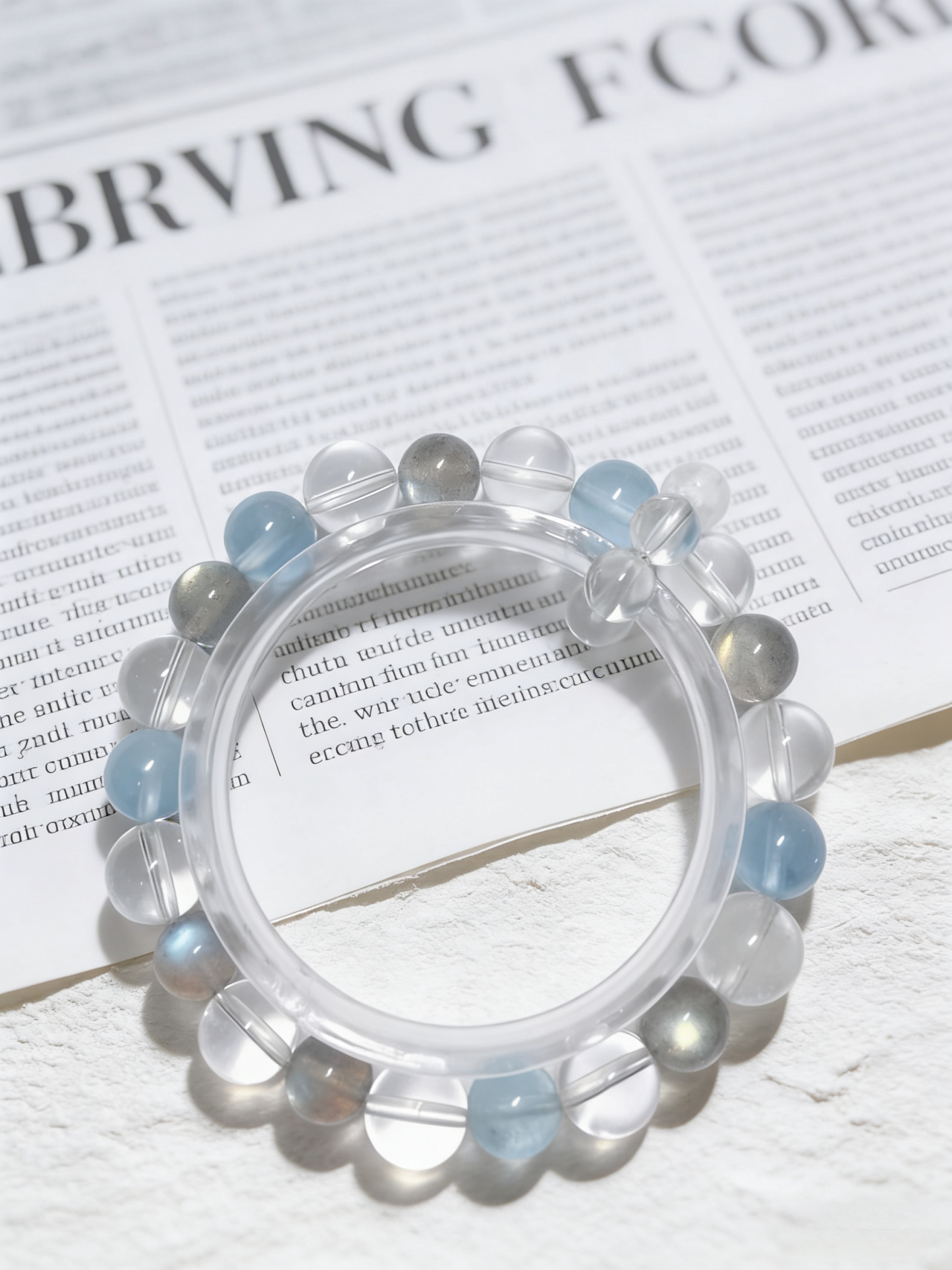 Moon Blue Sleep·Gray Moonstone & Aquamarine Sleep-Aiding Bracelet - White Crystal Soothing Bracelet 