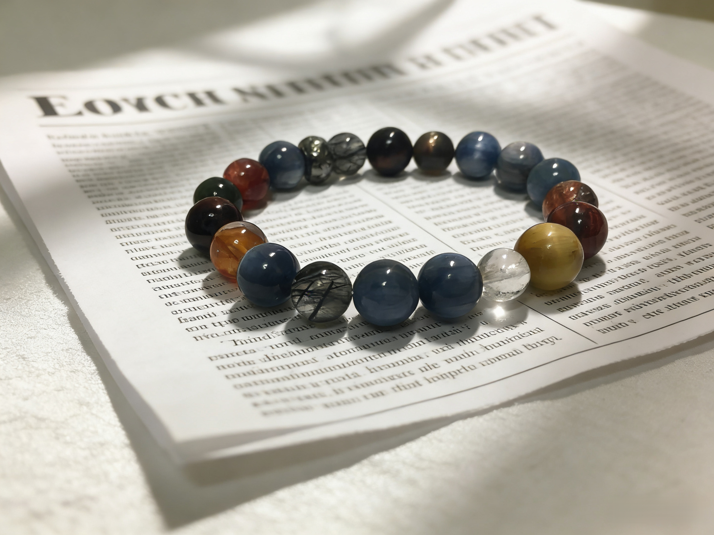 Three-Color Tiger Eye Full-Dimensional Protection Bracelet - Kyanite & Black Hair Crystal Peace Bracelet 