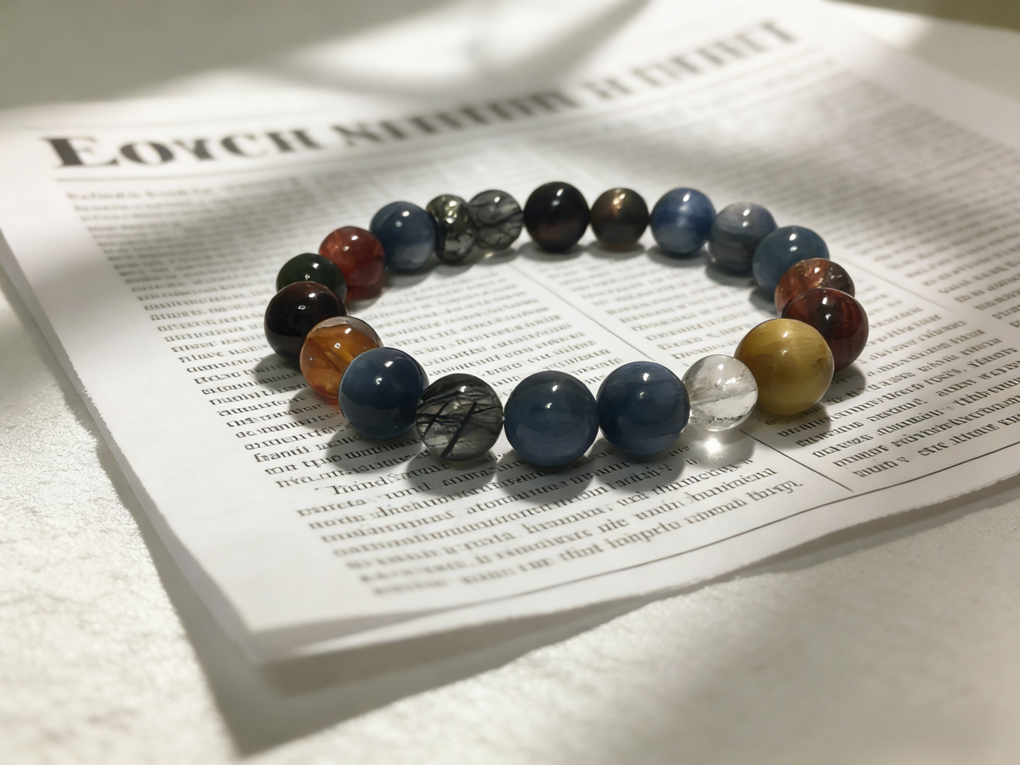 Three-Color Tiger Eye Full-Dimensional Protection Bracelet - Kyanite & Black Hair Crystal Peace Bracelet 