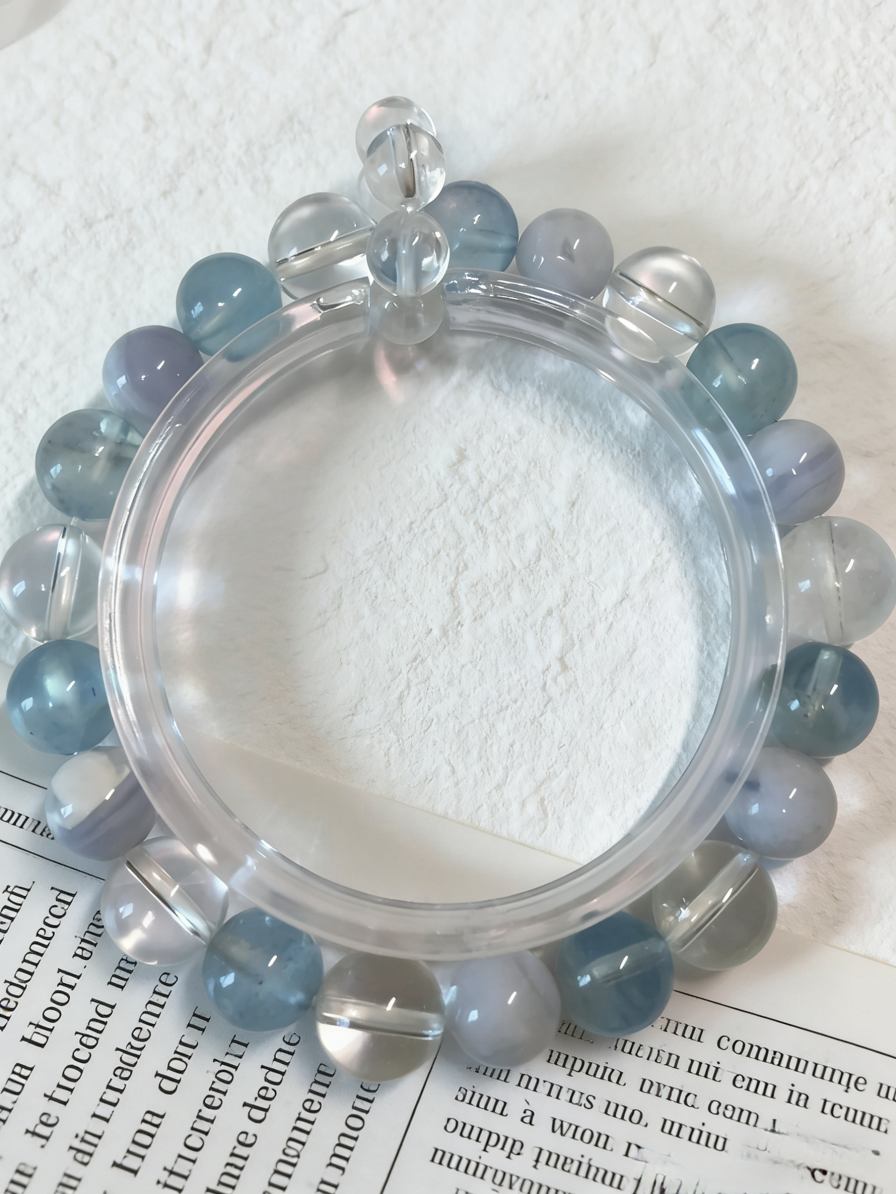 Clear Mind & Pure Mood · Milky Aquamarine Healing Bracelet, White Crystal & Blue Lace Agate Calming Bracelet