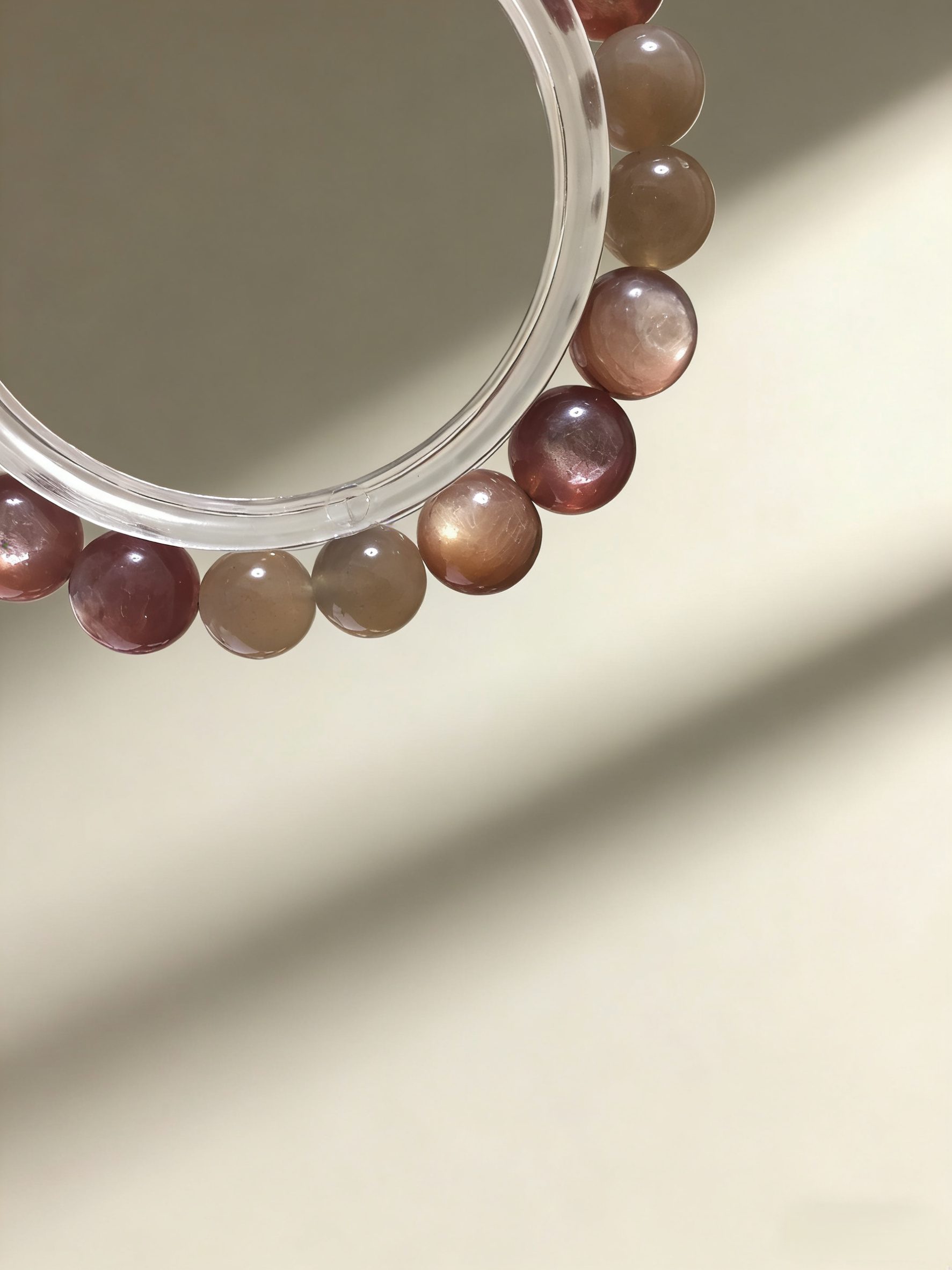 Milk Moon Sleep·Milk Tea Moonstone Sleep-Aiding Bracelet - Lepidolite & Shell Bead Ring Soothing Bracelet 