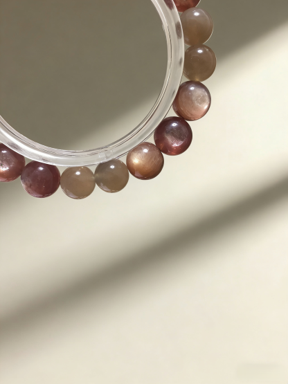 Milk Moon Sleep·Milk Tea Moonstone Sleep-Aiding Bracelet - Lepidolite & Shell Bead Ring Soothing Bracelet 