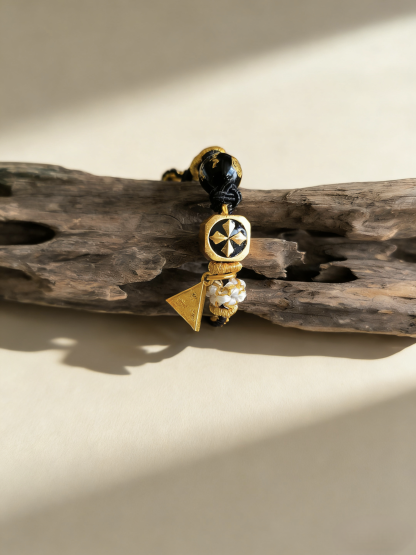 Year of the Rat Tai Sui Protection Bracelet – Fortune Amulet & Black Agate Handwoven Cord
