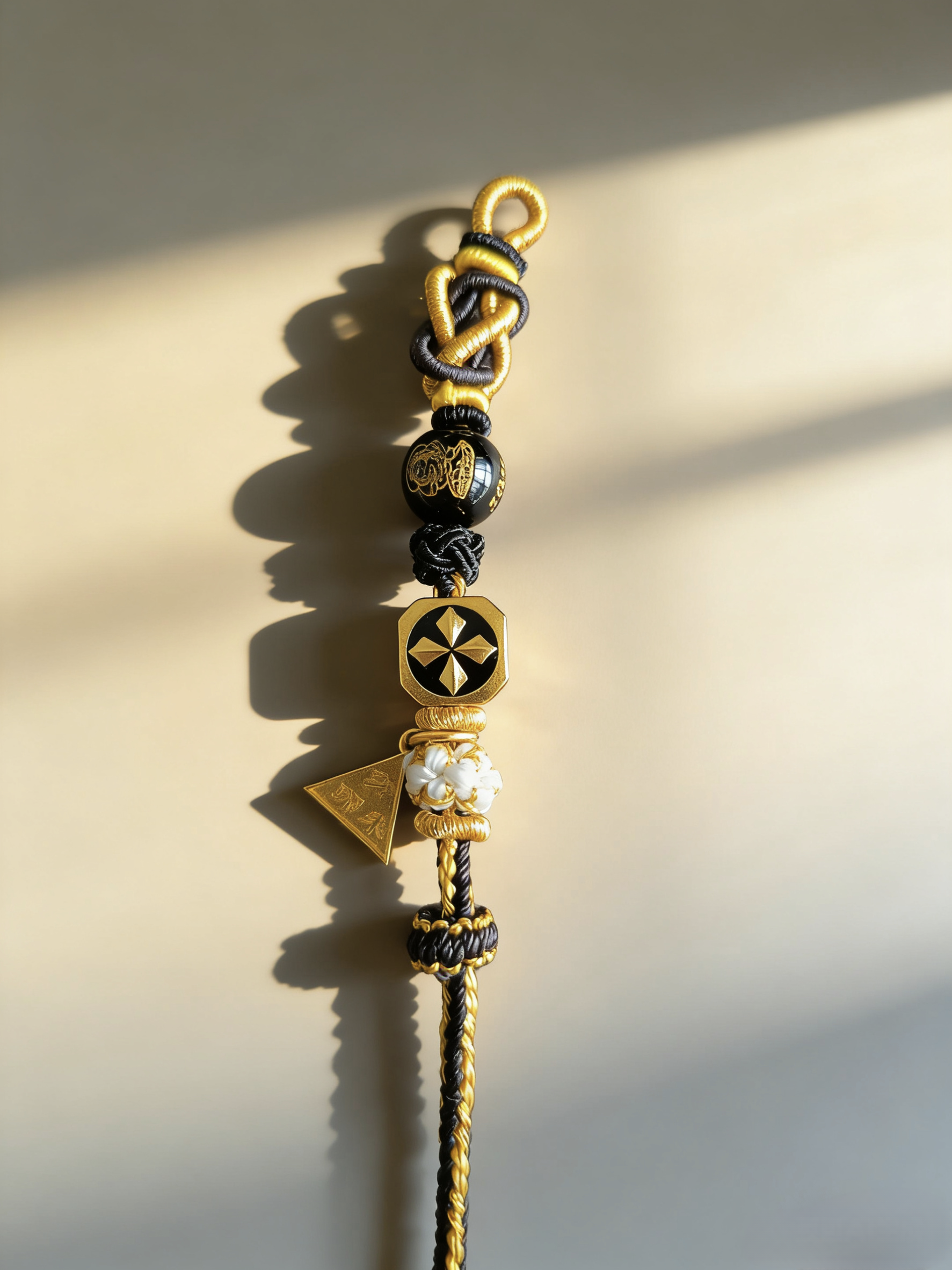 Year of the Rat Tai Sui Protection Bracelet – Fortune Amulet & Black Agate Handwoven Cord