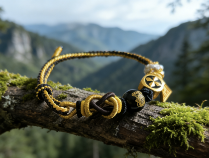 Year of the Rat Tai Sui Protection Bracelet – Fortune Amulet & Black Agate Handwoven Cord