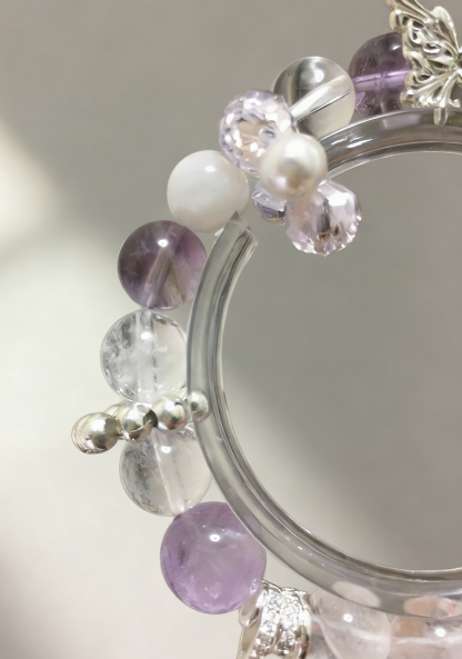Snow Crystal Contemplation·Amethyst & White Snowflake Concentration Bracelet - Silver-Plated Ring Mind-Concentrating Bracelet 