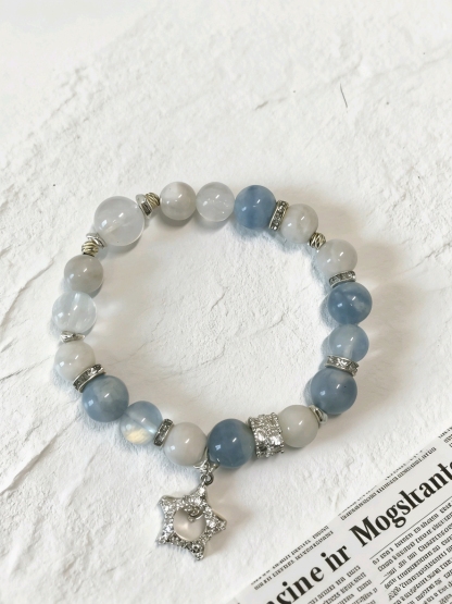 Yulan Seeks Trace · Island Aquamarine Happiness Bracelet, White Snow Phantom & Blue Fluorite Bracelet