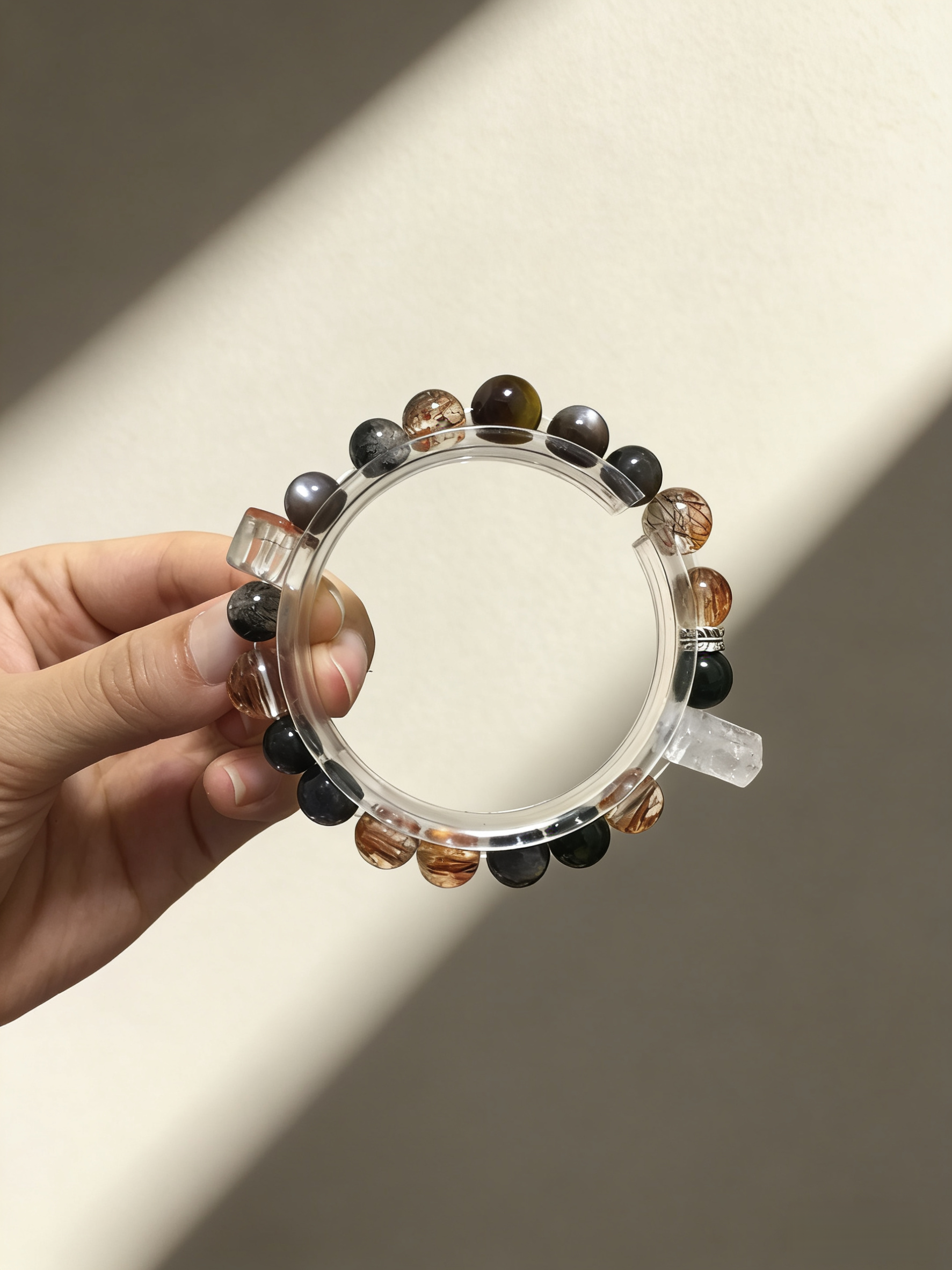 Super Seven High-Energy Multi-Crystal Protection Bracelet - Super Seven Cube & Tiger Eye Peace Bracelet 