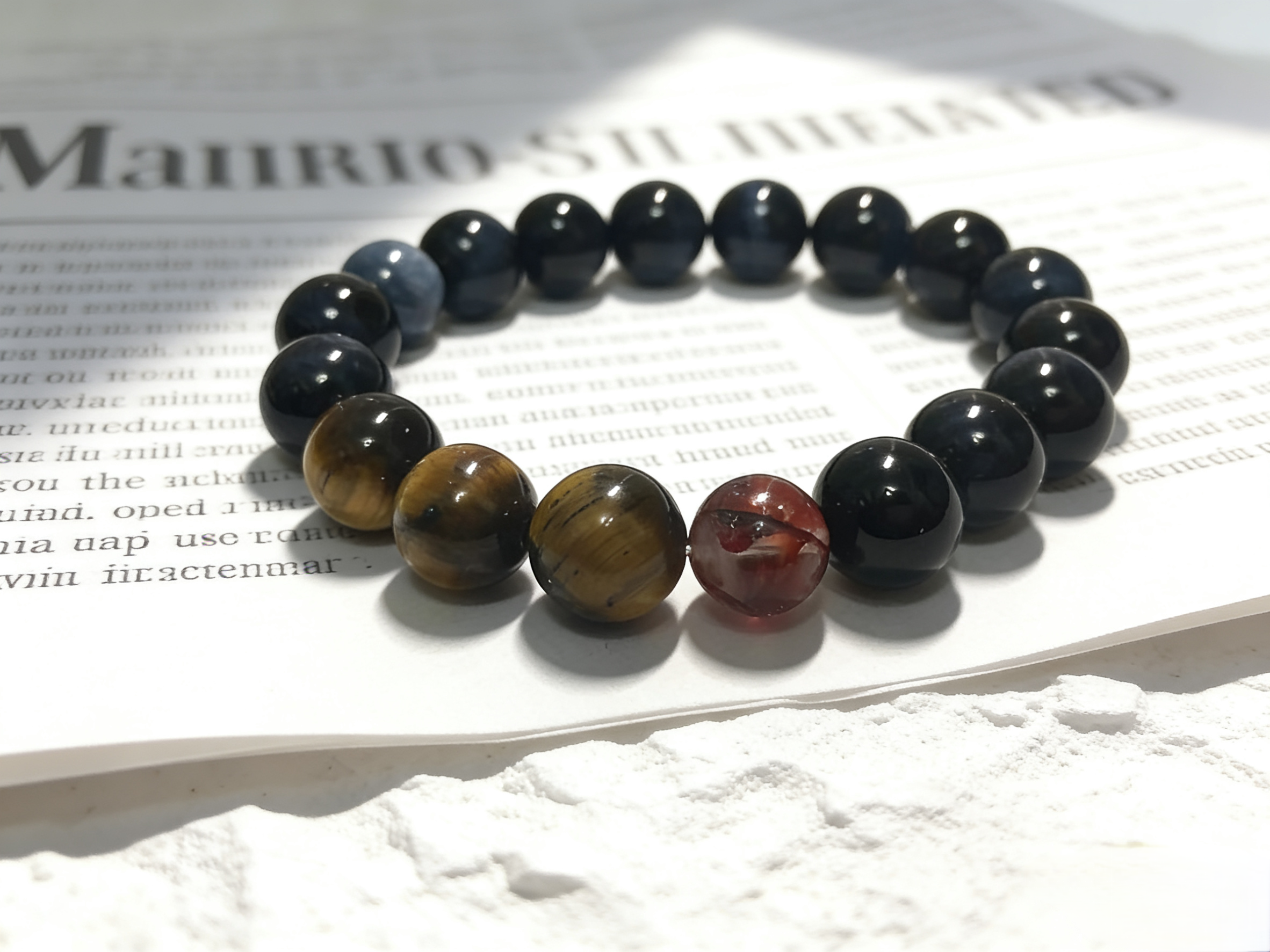 Dual Tiger Eye Pure Crystal Protection Bracelet - Yellow & Blue Tiger Eye Peace Bracelet 