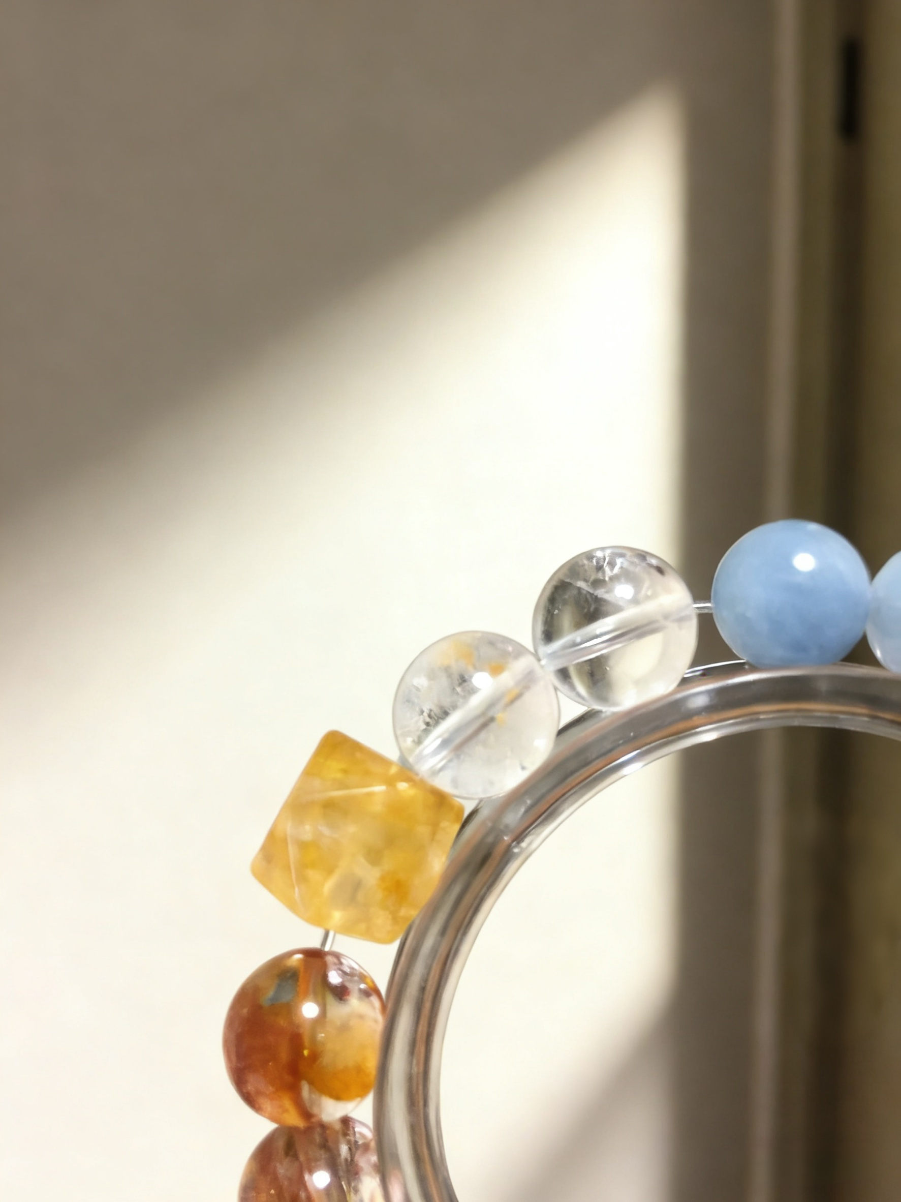 Yellow Glue Flower Double-Pointed Concentration Bracelet - Kyanite & Aquamarine Thought-Concentrating Bracelet