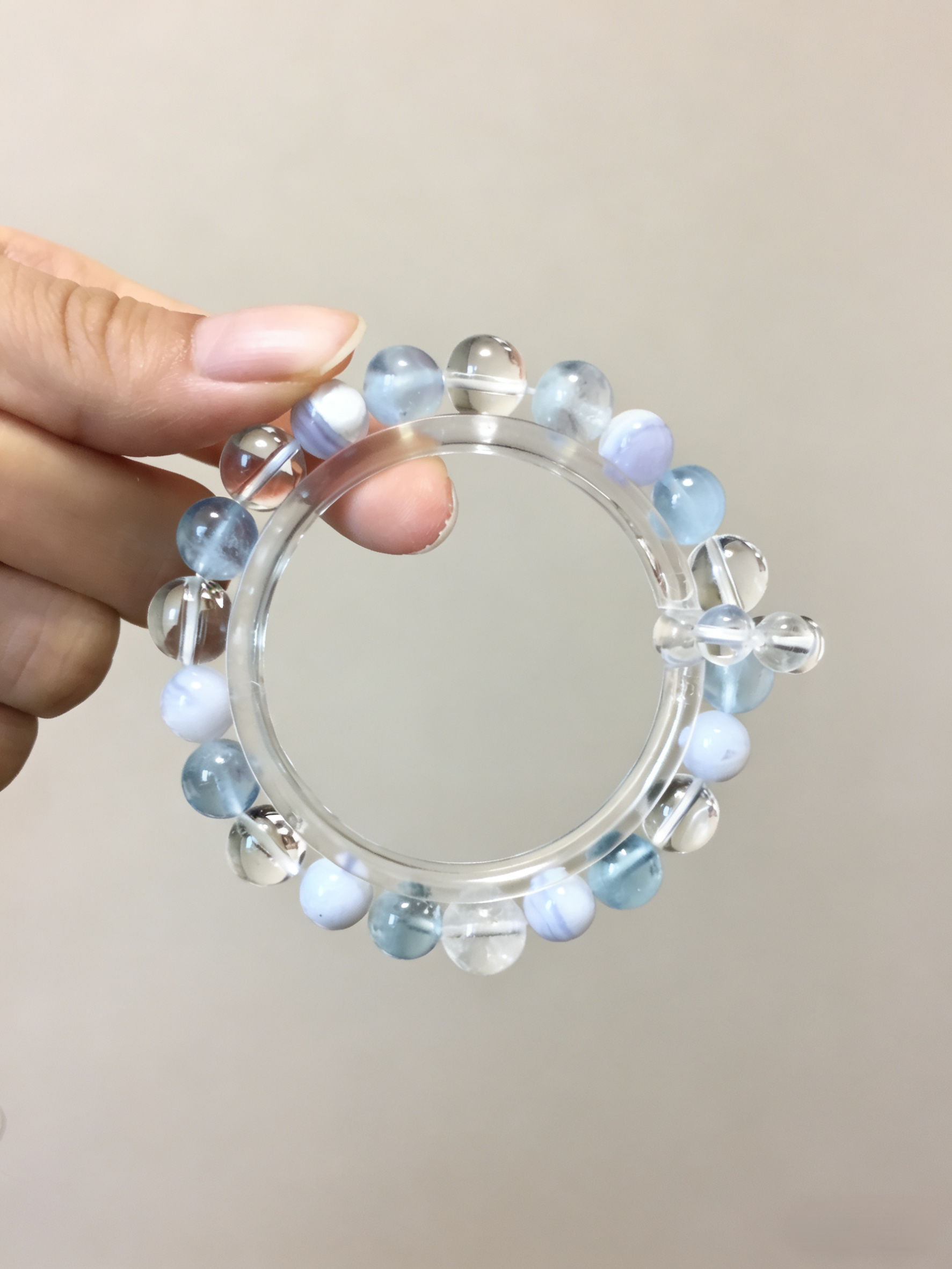 Clear Mind & Pure Mood · Milky Aquamarine Healing Bracelet, White Crystal & Blue Lace Agate Calming Bracelet