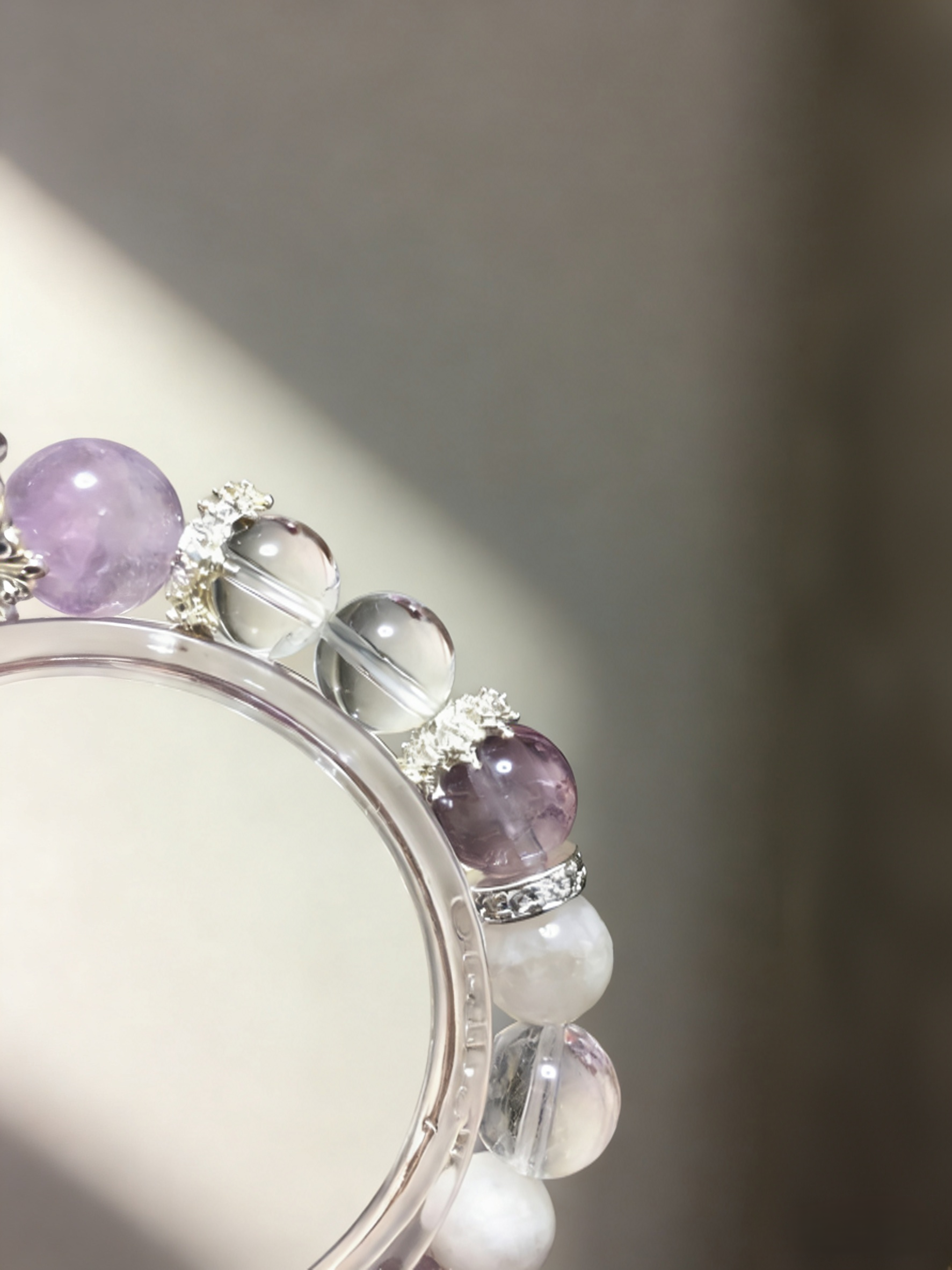 Snow Crystal Contemplation·Amethyst & White Snowflake Concentration Bracelet - Silver-Plated Ring Mind-Concentrating Bracelet 