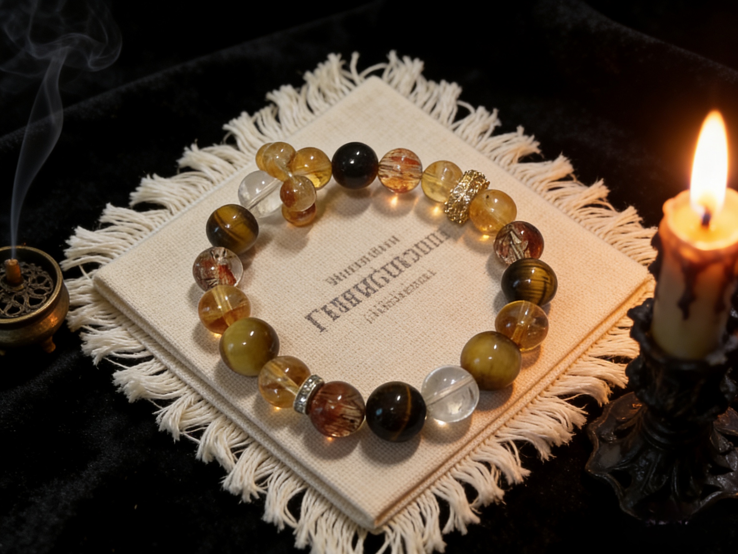 Five Elements Earth · Hou Rang Fortune-Stabilizing Crystal Bracelet (Solid Blessing Style)