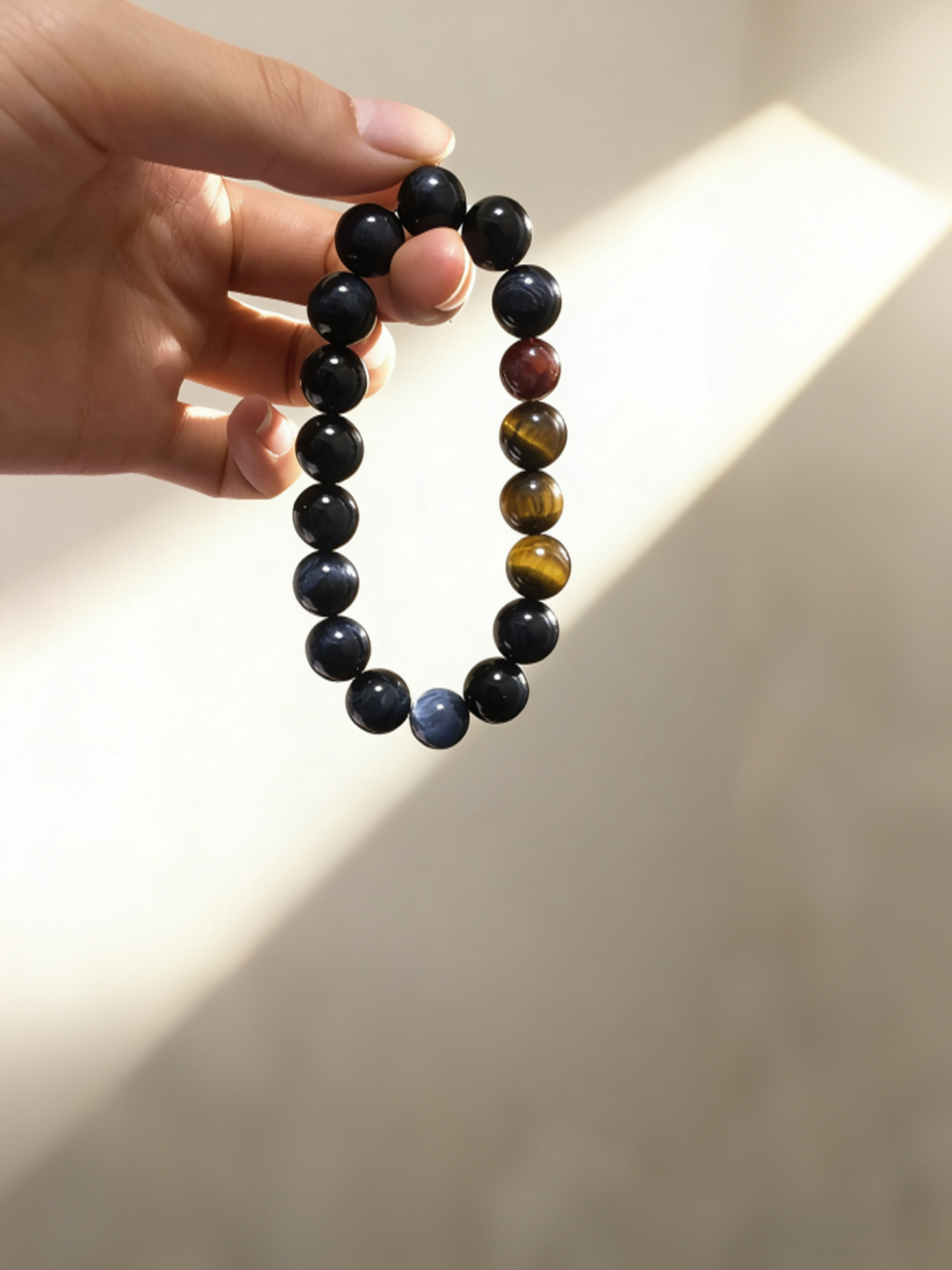 Dual Tiger Eye Pure Crystal Protection Bracelet - Yellow & Blue Tiger Eye Peace Bracelet 