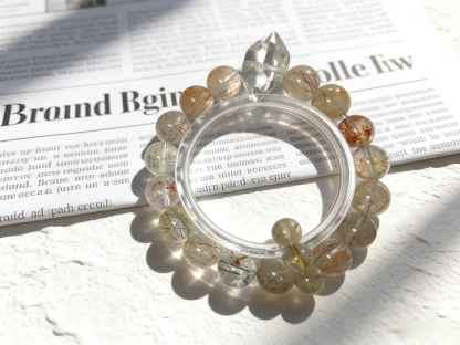 Gilded Slumber·Venus Hair Crystal Sleep-Aiding Bracelet - Rutilated Quartz Double-Pointed Soothing Bracelet 