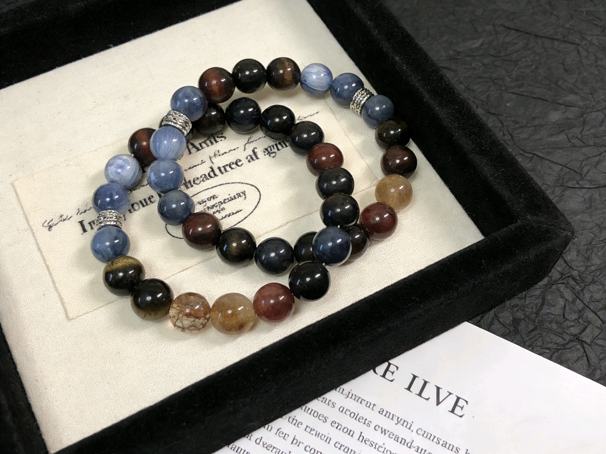 Five Elements Gather Auspiciousness · Tiger's Eye & Lapis Lazuli Career Crystal Bracelet, Garnet Multi-Gem Wealth-Attracting Bracelet