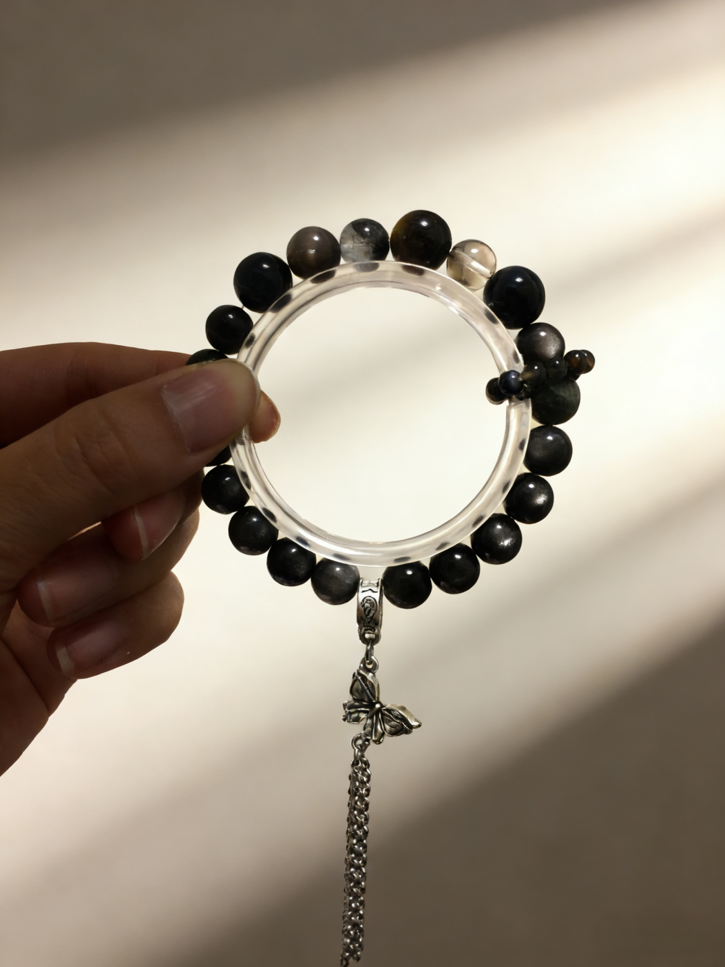 Mystic Calm Sleep·Black Tourmaline & Silver Obsidian Sleep-Aiding Bracelet - Tea Crystal Soothing Bracelet 