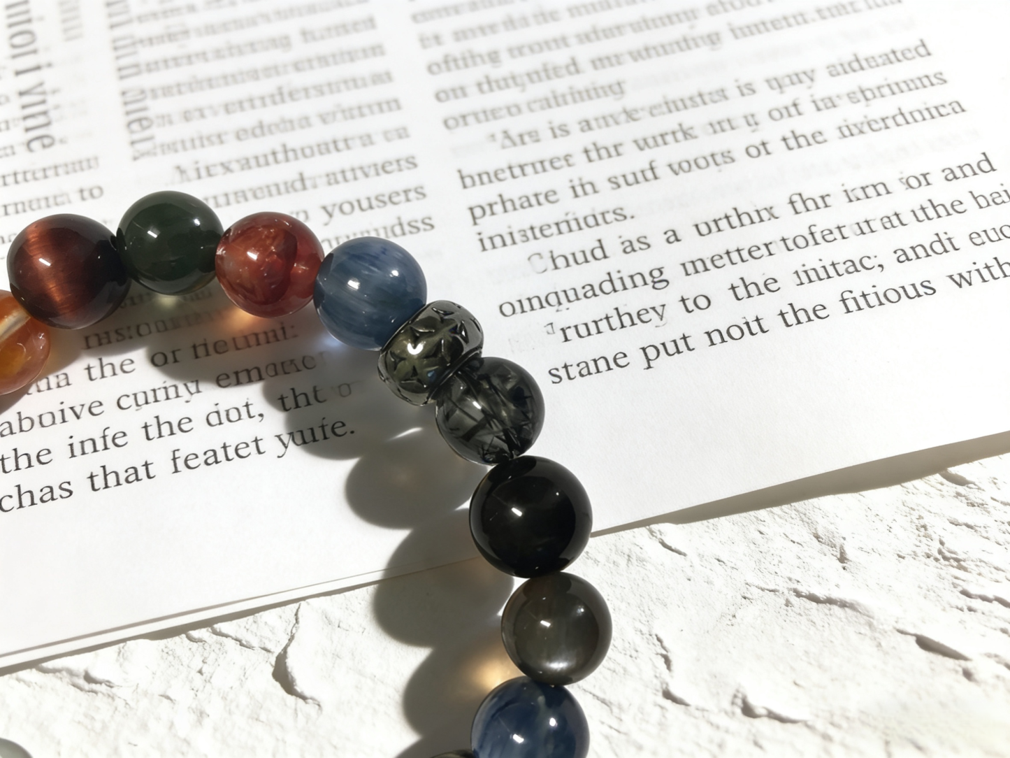 Three-Color Tiger Eye Full-Dimensional Protection Bracelet - Kyanite & Black Hair Crystal Peace Bracelet 