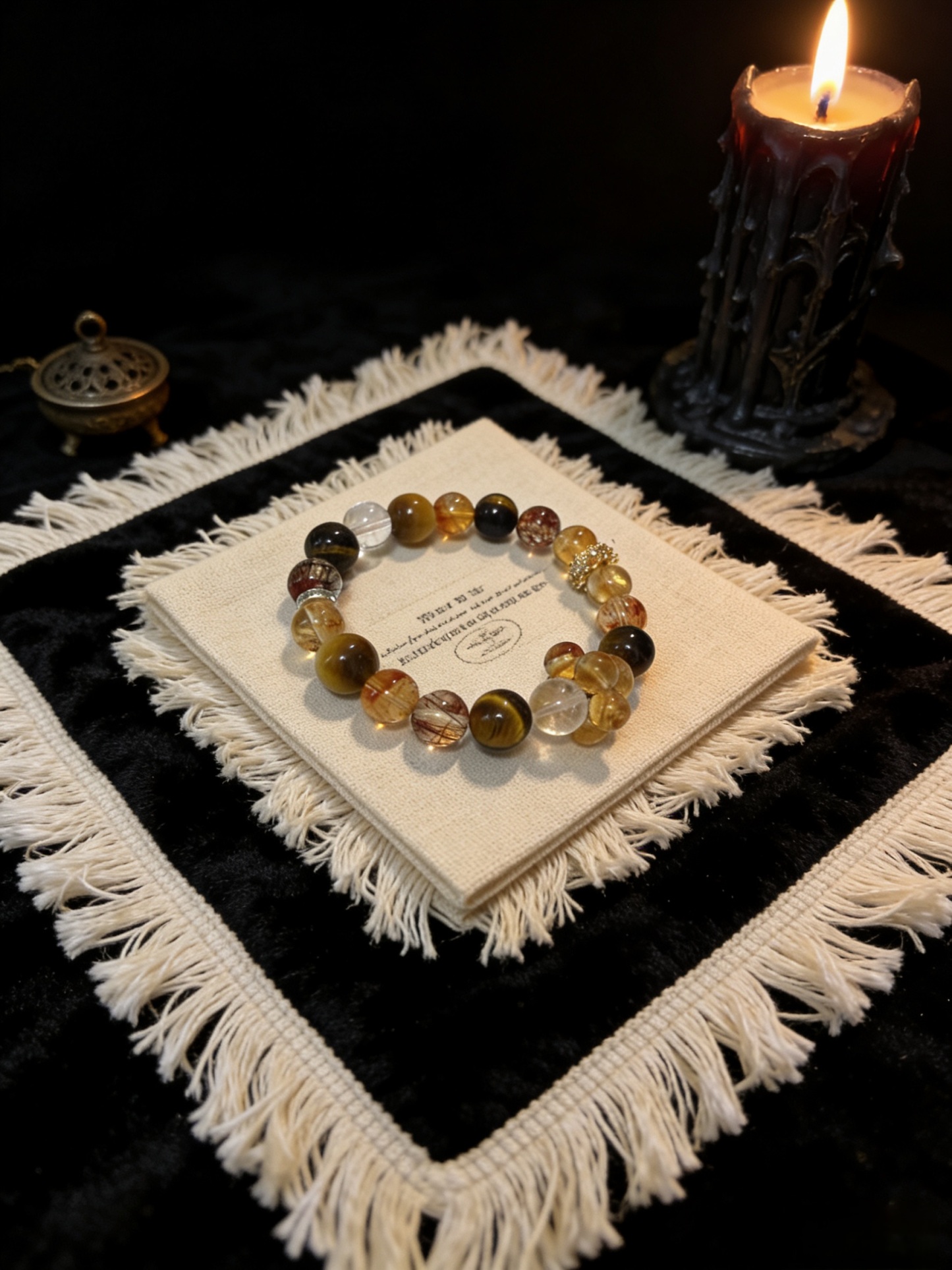 Five Elements Earth · Hou Rang Fortune-Stabilizing Crystal Bracelet (Solid Blessing Style)
