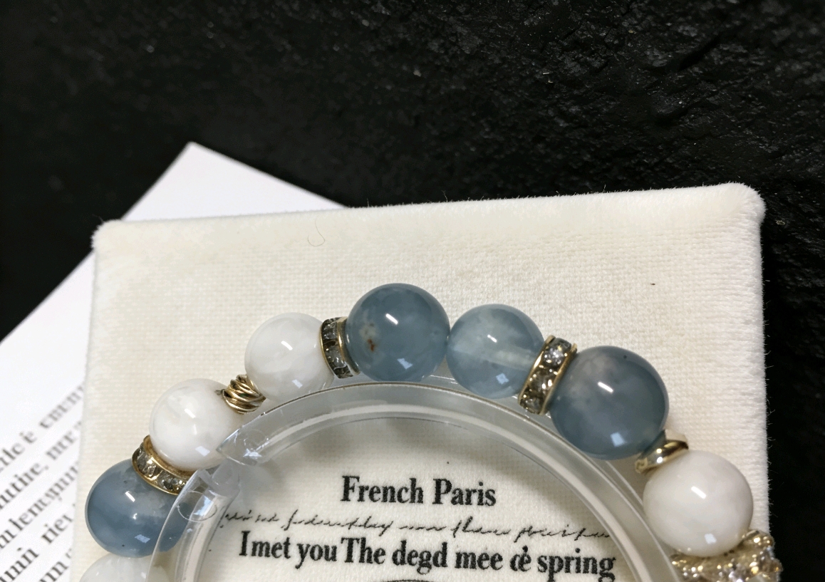 Yulan Seeks Trace · Island Aquamarine Happiness Bracelet, White Snow Phantom & Blue Fluorite Bracelet