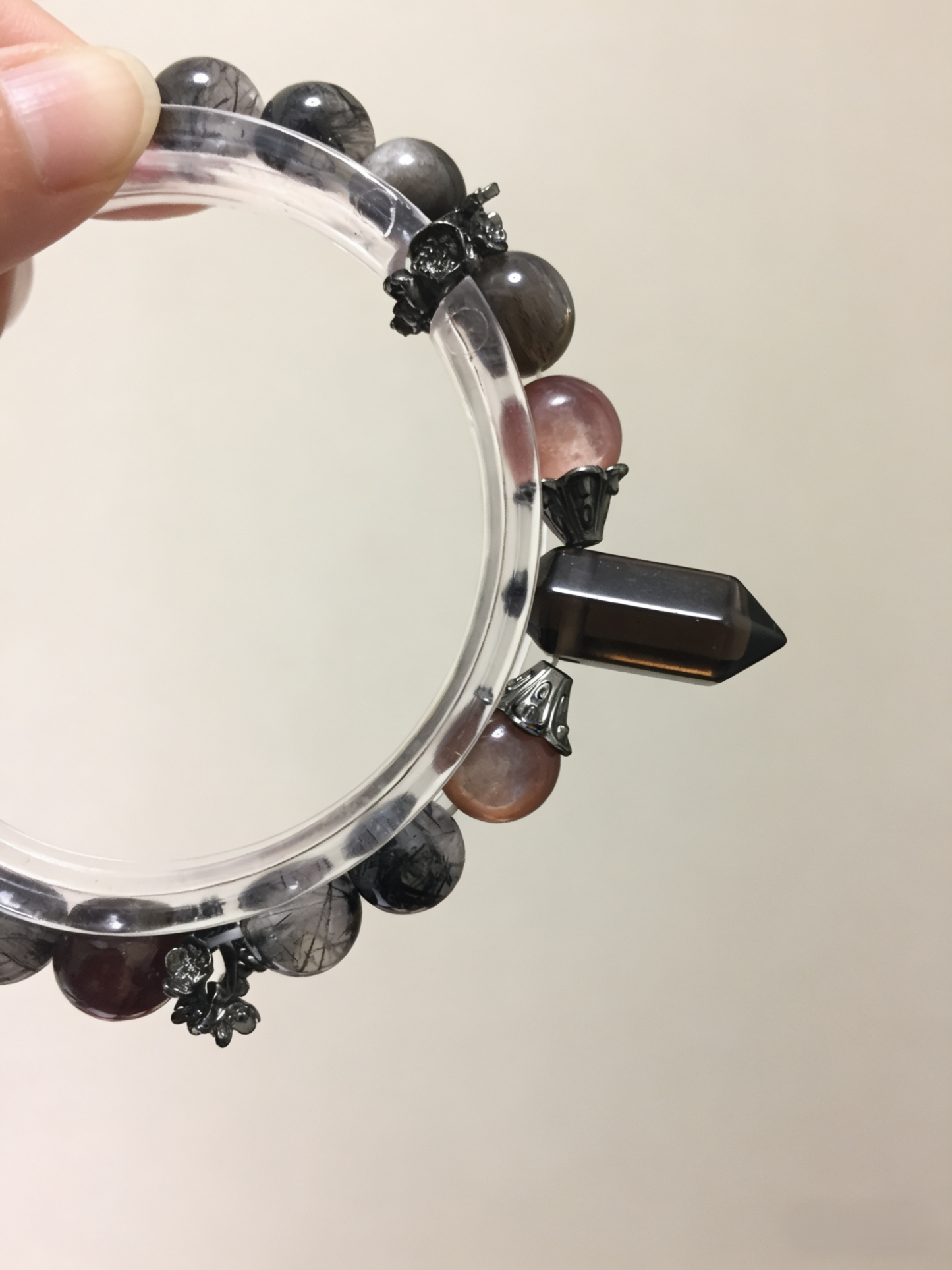 Mystic Six-Pointed Multi-Crystal Protection Bracelet - Black Hair Crystal & Black Tourmaline Peace Bracelet 