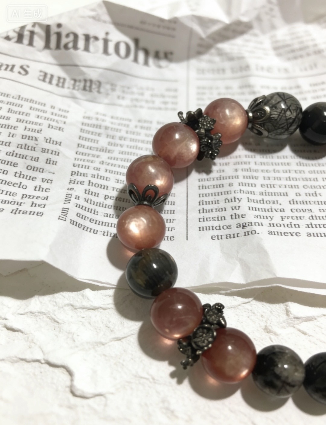 Mystic Six-Pointed Multi-Crystal Protection Bracelet - Black Hair Crystal & Black Tourmaline Peace Bracelet 