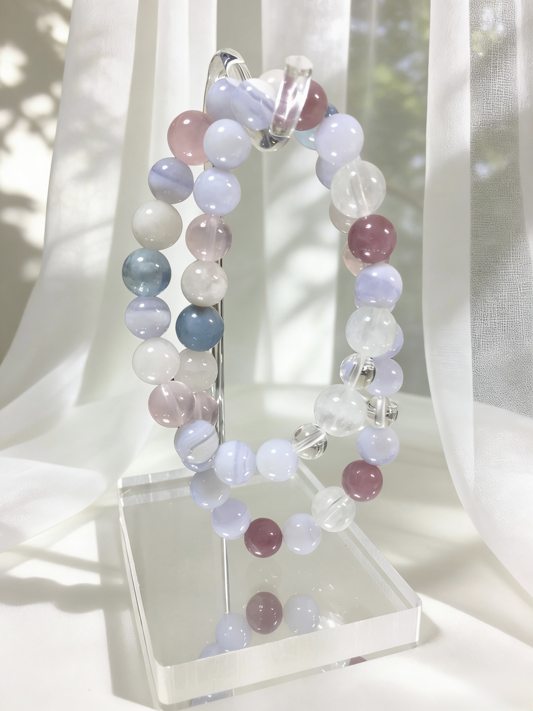 Icy Dew Clarity · Clear Quartz & Silky Fluorite Summer Limited-Edition Bracelet