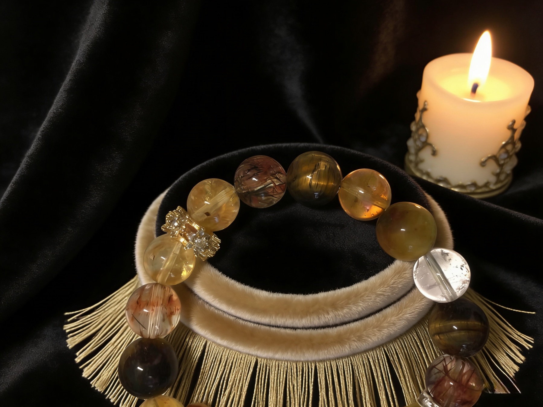 Five Elements Earth · Hou Rang Fortune-Stabilizing Crystal Bracelet (Solid Blessing Style)