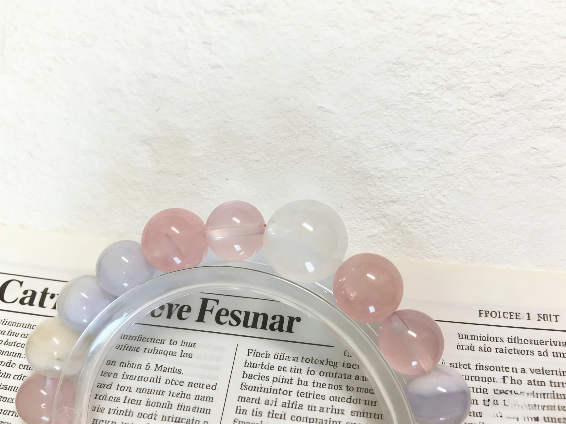 Snowy Fluff Stress Relief · White Snow Phantom & Rose Quartz Healing Bracelet, Blue Lace Agate Chip Calming Bracelet