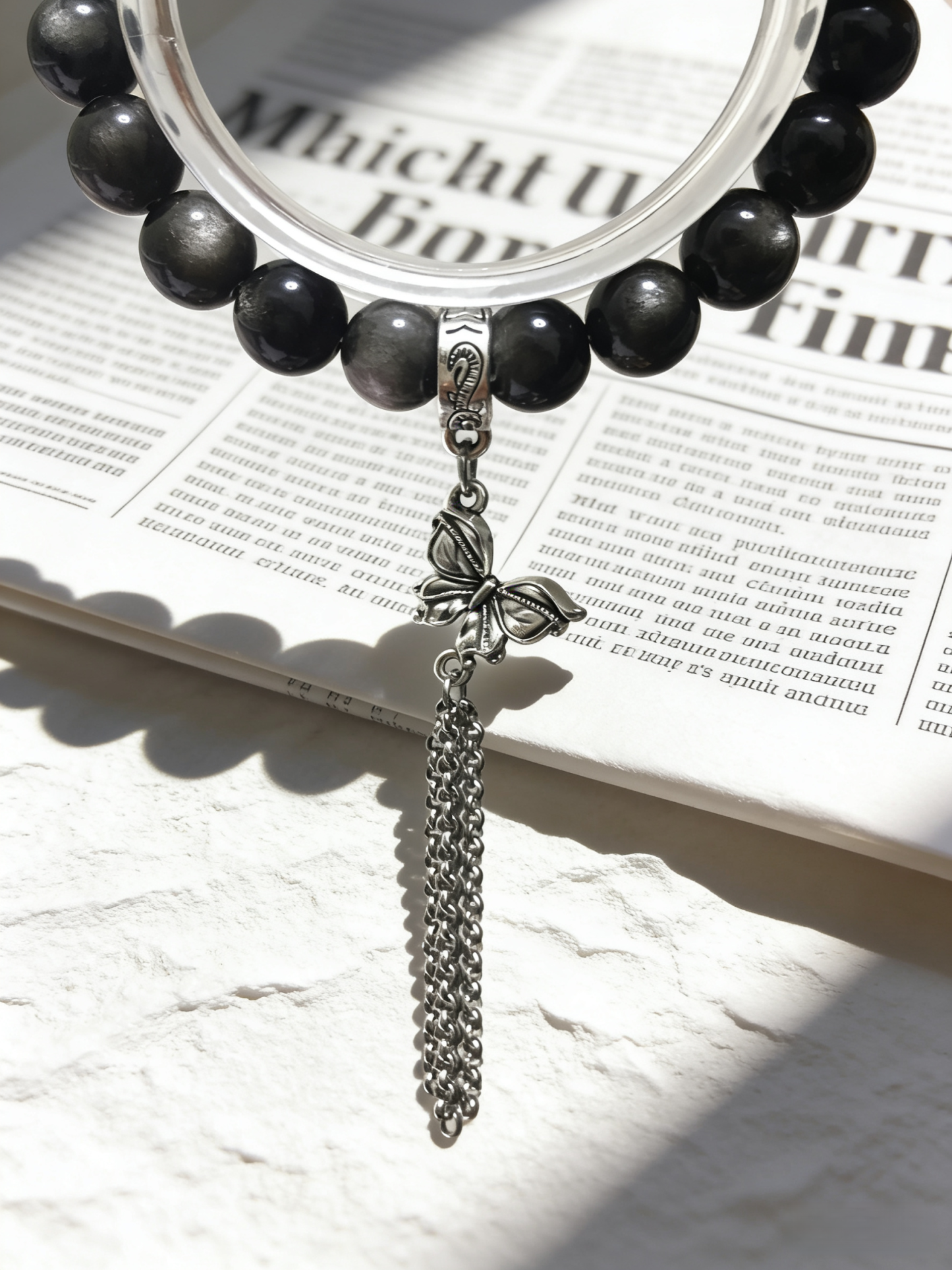 Mystic Calm Sleep·Black Tourmaline & Silver Obsidian Sleep-Aiding Bracelet - Tea Crystal Soothing Bracelet 