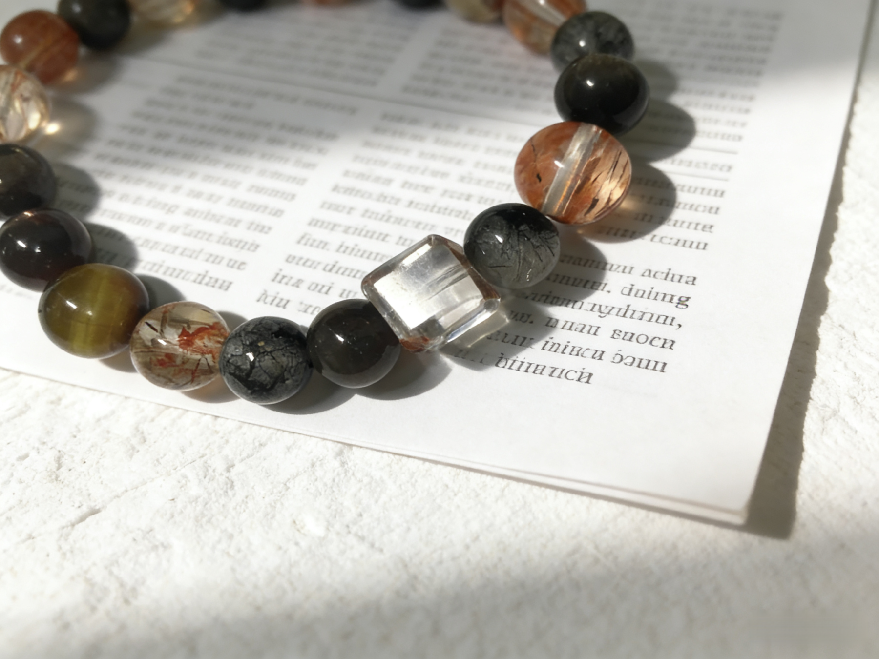 Super Seven High-Energy Multi-Crystal Protection Bracelet - Super Seven Cube & Tiger Eye Peace Bracelet 