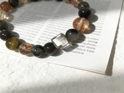 Super Seven High-Energy Multi-Crystal Protection Bracelet - Super Seven Cube & Tiger Eye Peace Bracelet 