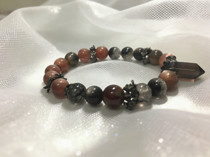 Mystic Six-Pointed Multi-Crystal Protection Bracelet - Black Hair Crystal & Black Tourmaline Peace Bracelet 