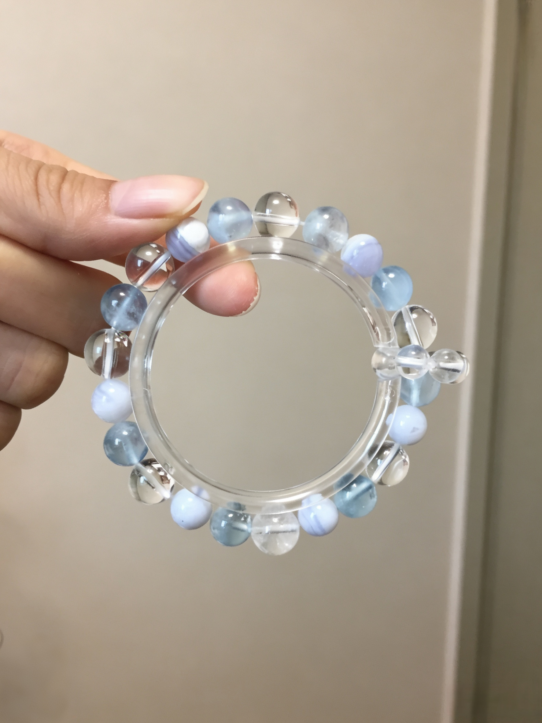 Clear Mind & Pure Mood · Milky Aquamarine Healing Bracelet, White Crystal & Blue Lace Agate Calming Bracelet