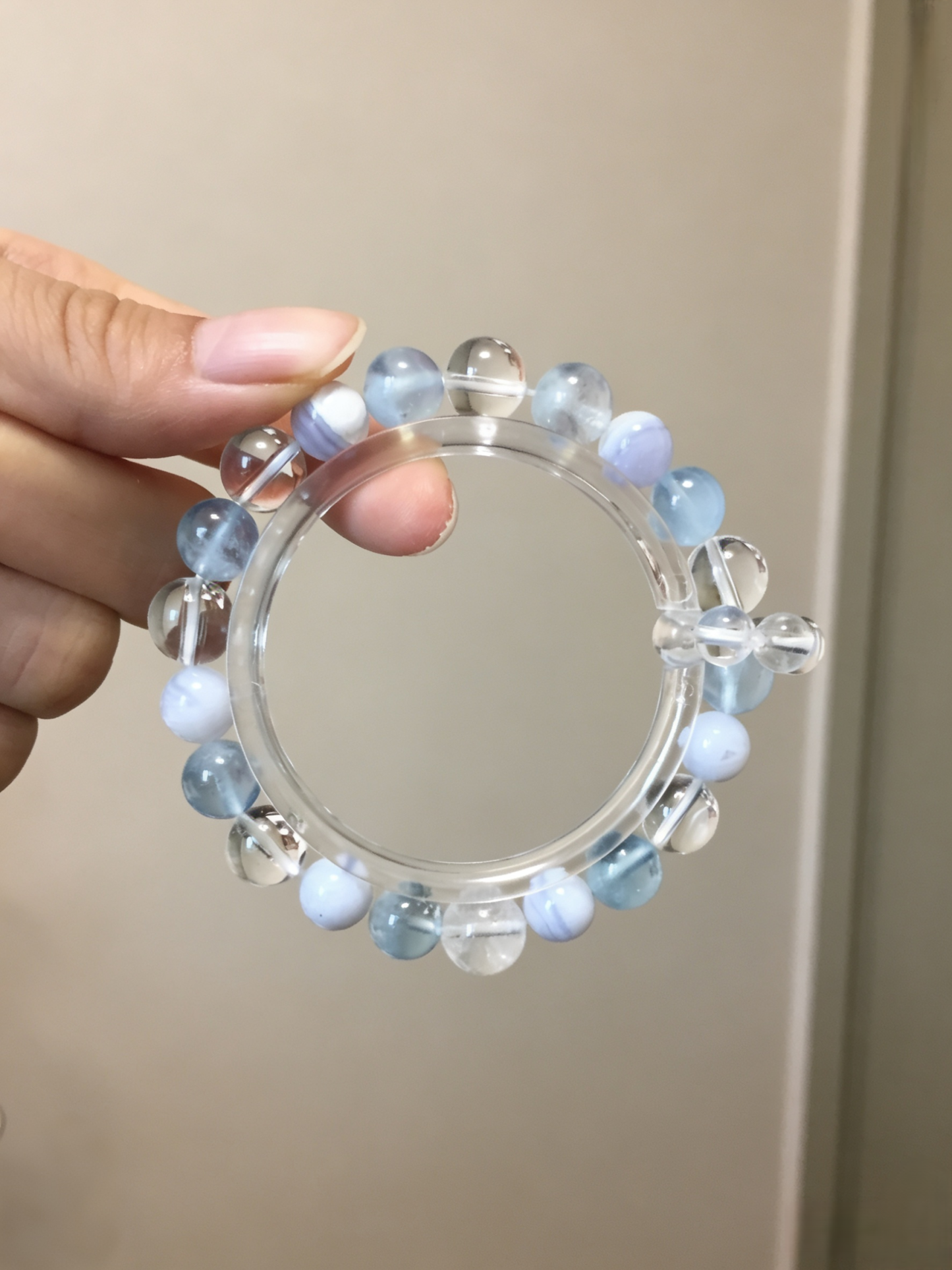 Clear Mind & Pure Mood · Milky Aquamarine Healing Bracelet, White Crystal & Blue Lace Agate Calming Bracelet
