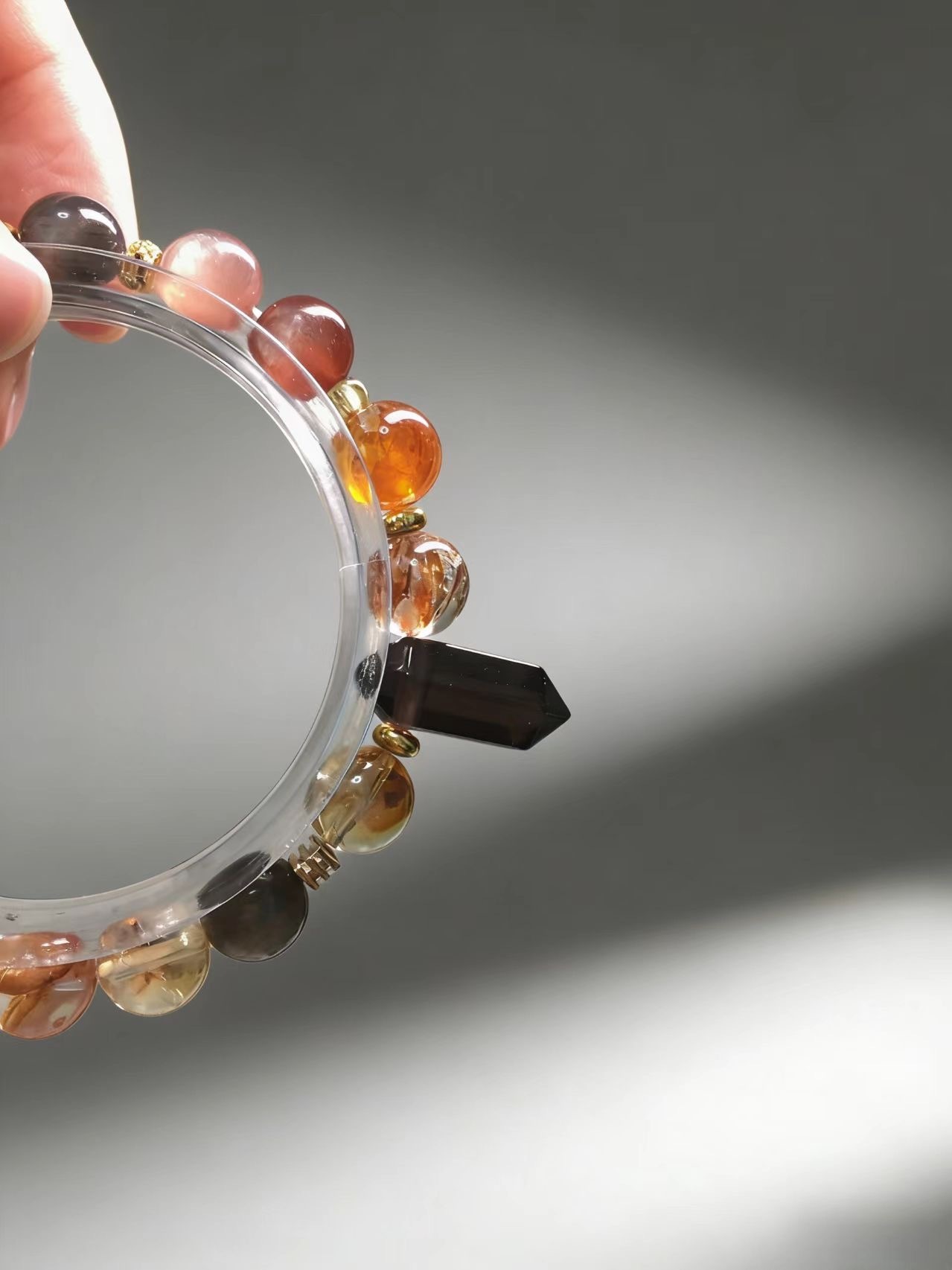 Mysterious Radiance Attracts Wealth · Black-Gold Energy Career Crystal Bracelet, Golden Tiger's Eye & Black Super Seven Luck-Boosting Bracelet