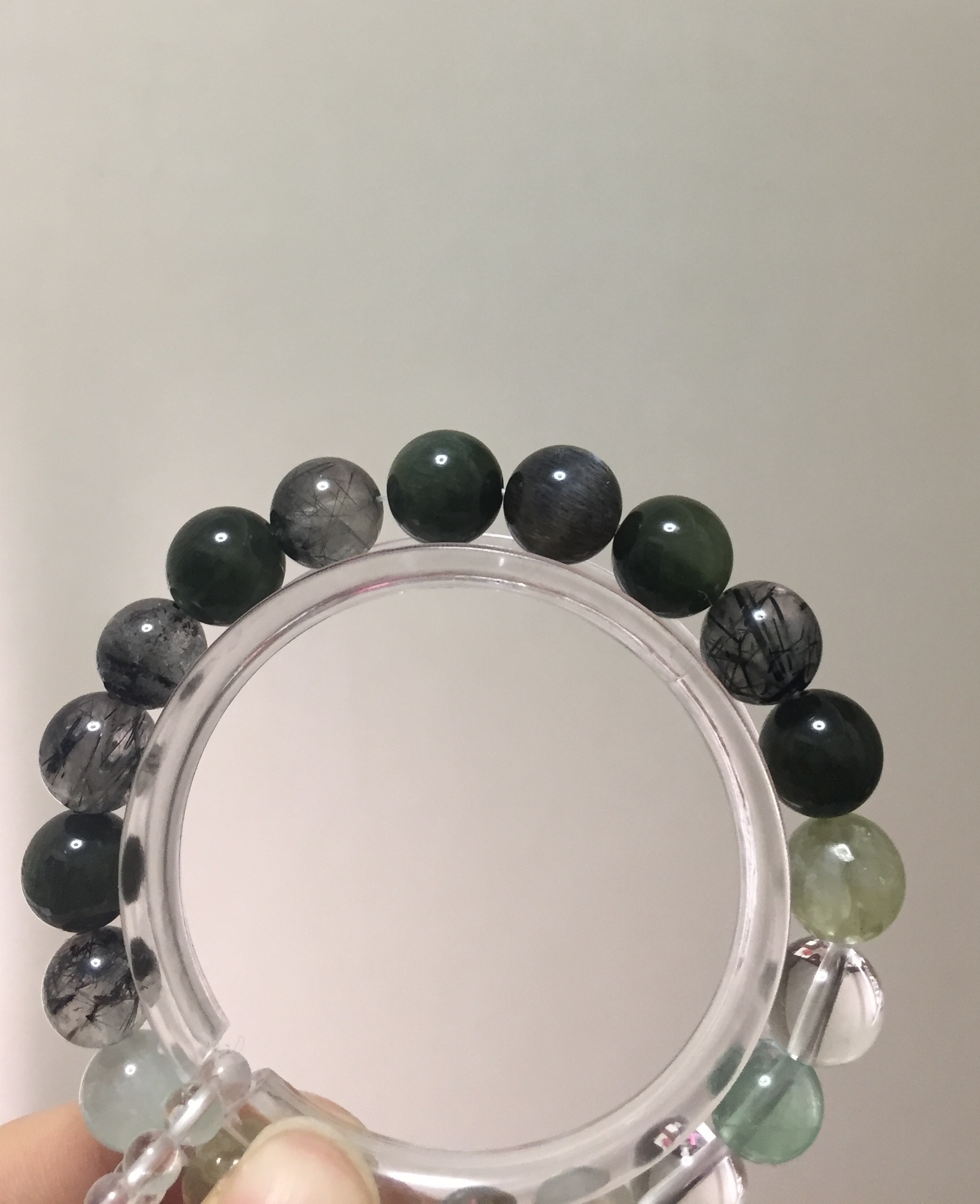 Fluorescent Green Sleep·Green Fluorite Multi-Crystal Sleep-Aiding Bracelet - Green Dragon Crystal & Black Tourmaline Soothing Bracelet 