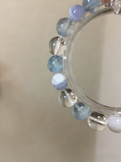 Clear Mind & Pure Mood · Milky Aquamarine Healing Bracelet, White Crystal & Blue Lace Agate Calming Bracelet