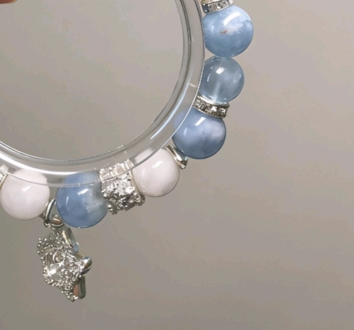 Yulan Seeks Trace · Island Aquamarine Happiness Bracelet, White Snow Phantom & Blue Fluorite Bracelet