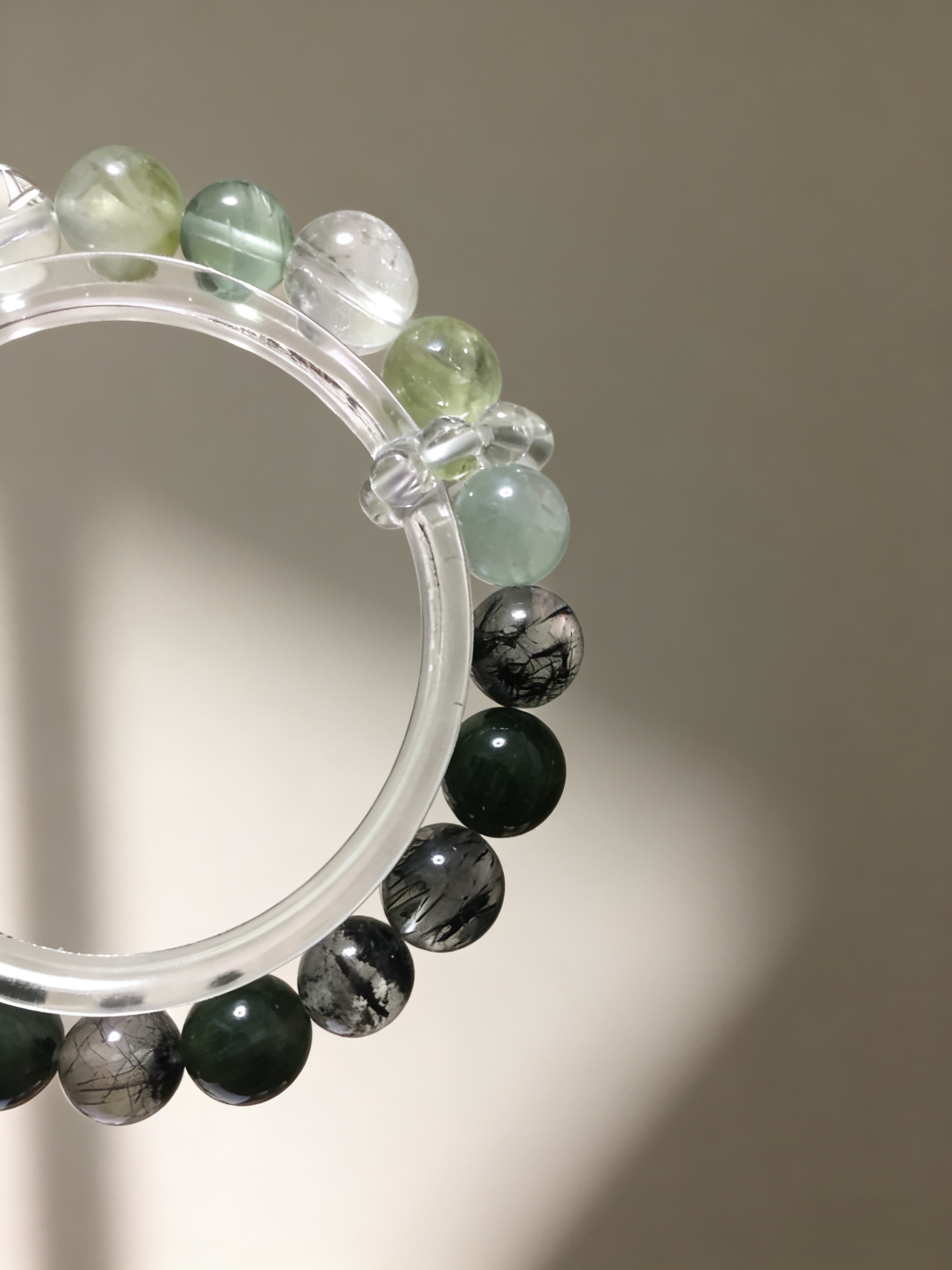 Fluorescent Green Sleep·Green Fluorite Multi-Crystal Sleep-Aiding Bracelet - Green Dragon Crystal & Black Tourmaline Soothing Bracelet 