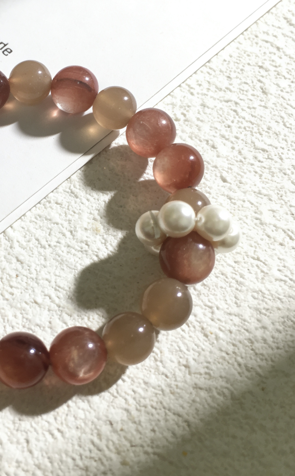 Milk Moon Sleep·Milk Tea Moonstone Sleep-Aiding Bracelet - Lepidolite & Shell Bead Ring Soothing Bracelet 