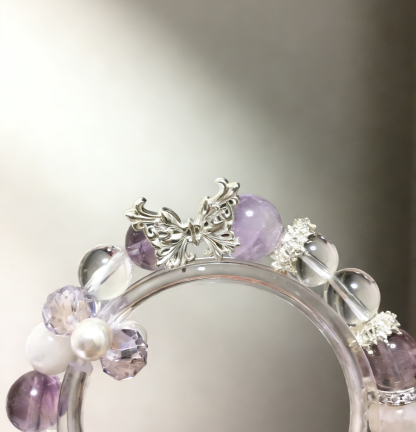 Snow Crystal Contemplation·Amethyst & White Snowflake Concentration Bracelet - Silver-Plated Ring Mind-Concentrating Bracelet 
