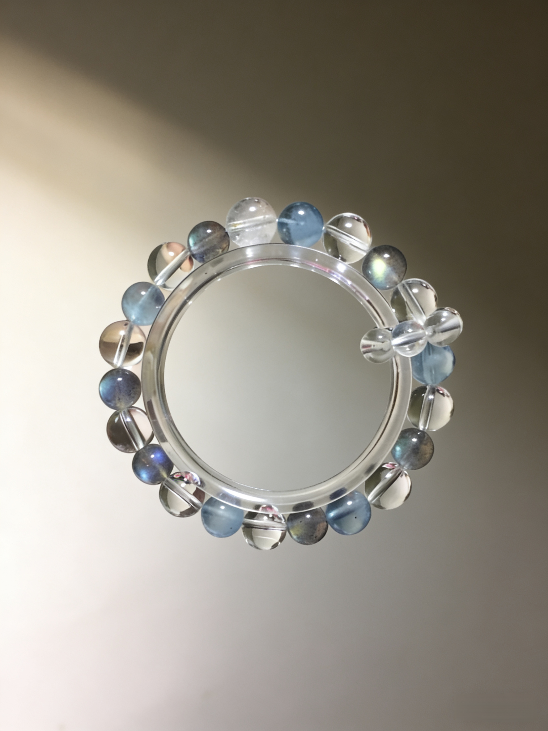 Moon Blue Sleep·Gray Moonstone & Aquamarine Sleep-Aiding Bracelet - White Crystal Soothing Bracelet 